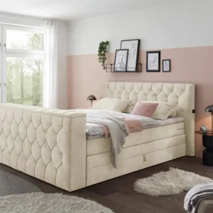 Zertifiziert Boxspringbett Springdale - motorisierter TV-Halterung, geräumigem Bettkasten und Duo-Wendematratze H3/H4 - ED Exciting Design