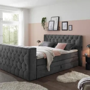 Markenprodukt Boxspringbett Springdale - motorisierter TV-Halterung, geräumigem Bettkasten und Duo-Wendematratze H3/H4 - ED Exciting Design
