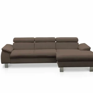 Begrenztes Angebot Echtleder Ecksofa Micky mit Schlaffunktion und Bettkasten - Cotta