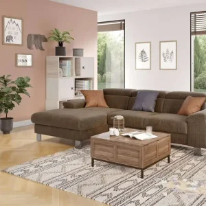 Sofort Bestellen Cord Ecksofa Micky mit Schlaffunktion und Bettkasten - Cotta