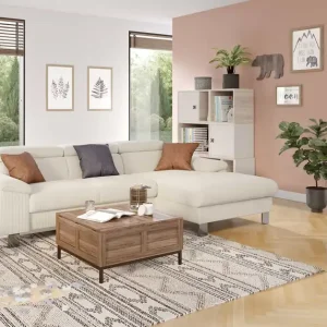 Neuheit Cord Ecksofa Micky mit Schlaffunktion und Bettkasten - Cotta