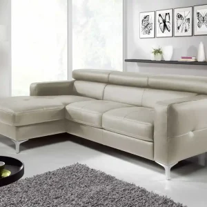 Top-Angebot Echtleder Ecksofa Sammy mit Recamiere & Schlaffunktion – Cotta