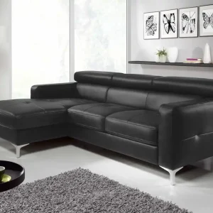 Echtleder Ecksofa Sammy mit Recamiere & Schlaffunktion – Cotta Knallerangebot