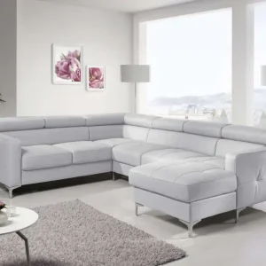 Abverkauf Echtleder Wohnlandschaft Sammy mit Schlaffunktion & Bettkasten - Cotta