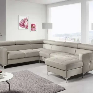 Echtleder Wohnlandschaft Sammy mit Schlaffunktion & Bettkasten - Cotta Aktuell