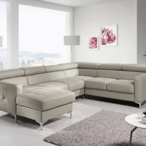 Echtleder Wohnlandschaft Sammy mit Schlaffunktion & Bettkasten - Cotta Preisreduziert