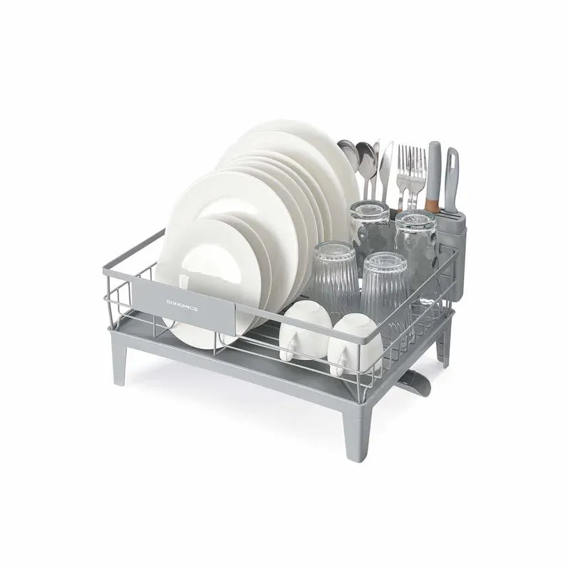 Geschirr-Abtropfgestell mit Auffangschale und Besteckhalter taubengrau Must-Have