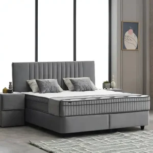 Boxspringbett Clara | verschiedene Größen wählbar | Grau – ABC Bedding mit Stauraum Kracherpreis