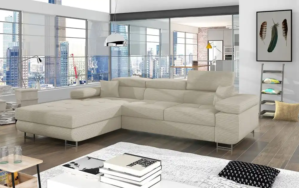 Ecksofa Armando in Cord 289x203 cm mit Schlaffunktion – Eltap Jarell Meistverkauft