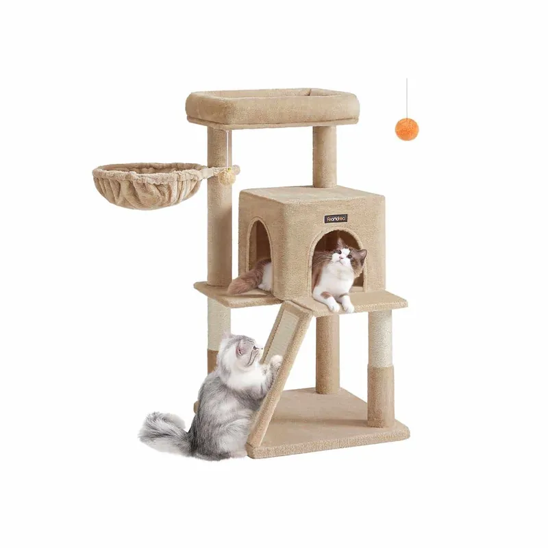 Kratzbaum mit großer Plattform kamelbraun Kostenfreie Lieferung