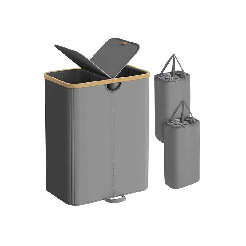 Expressversand Wäschekorb mit zwei Fächern und Deckel