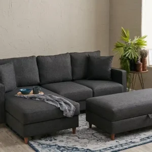 Ecksofa Eva – Skandinavischer Stil inkl. Hocker Sale