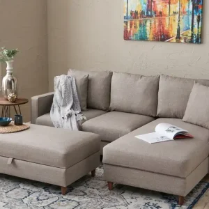 Ecksofa Eva – Skandinavischer Stil inkl. Hocker Saisonangebot