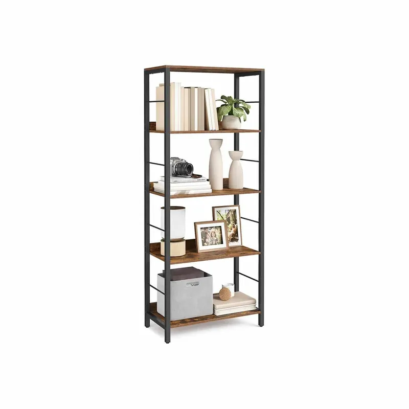 Bücherregal mit fünf Ebenen und Rückwänden im Industriedesign Preiswert