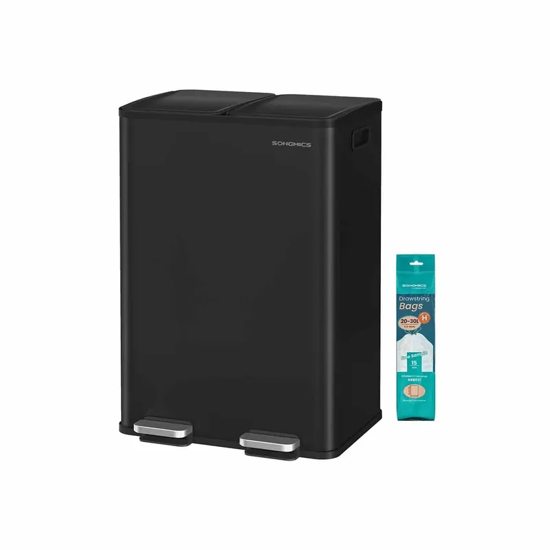 Küchenmülleimer mit zwei Fächern und Softclose-Deckel aus Stahl Neu