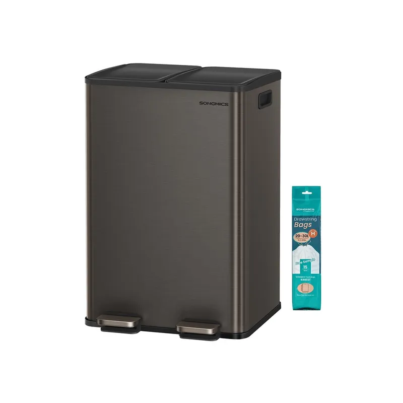 Preiswert Küchenmülleimer mit zwei Fächern und Softclose-Deckel aus Stahl