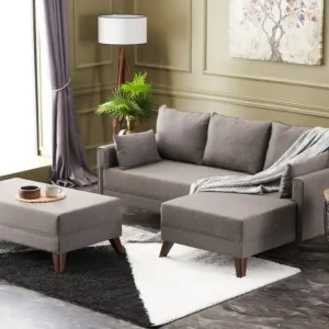 Kleines Bella Ecksofa mit Hocker – Die perfekte Lösung für kleine Räume Echt