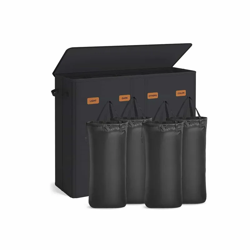 Jetzt Bestellen Wäschekorb mit drei Fächern Deckel und waschbarem Innensack