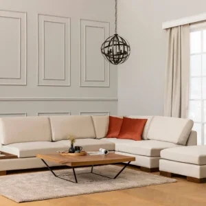 Neue Ware Niedriges Ecksofa Tulip mit Hocker