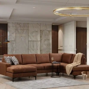 Kostenloser Rückversand Elegante Wohnlandschaft Porto U-Form für große Wohnzimmer