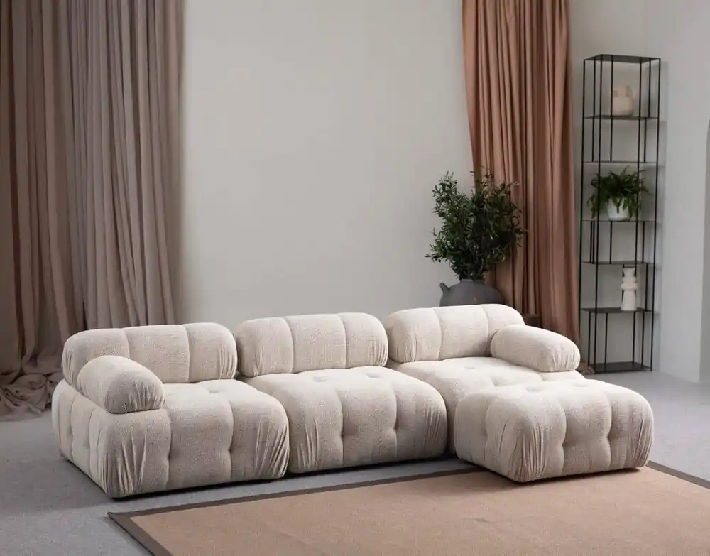 Neue Ware Ecksofa Petite mit Hocker – modernes Ecksofa
