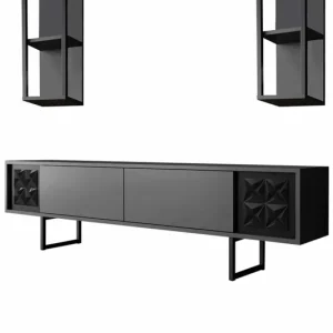 Black Line - weiß, schwarz - TV Lowboard mit zwei Regalen Online Kaufen