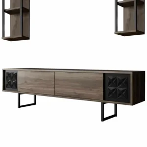 Black Line - weiß, schwarz - TV Lowboard mit zwei Regalen Schnäppchen