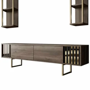 Gold Line - weiß, schwarz - TV Lowboard mit Regalen Bestpreis