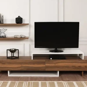 Nirvana - weiß, Holz - TV Lowboard mit zwei Regalen Aktuell