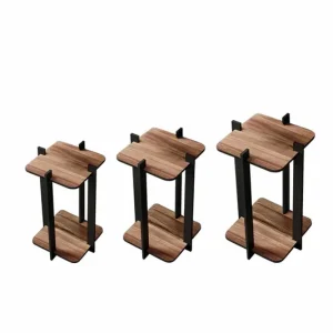 Preisreduziert Quadratischer Pflanzenständer aus Nussbaumholz