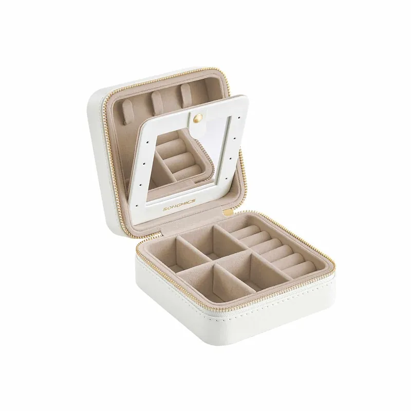 Schmuckkästchen tragbar PU-Bezug Geschenkidee wolkenweiß Billig