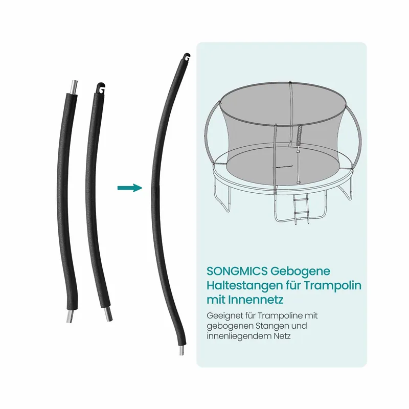 Gebogene Haltestangen-Set (1* obere + 1*untere) für Trampolin mit Innennetz Billig