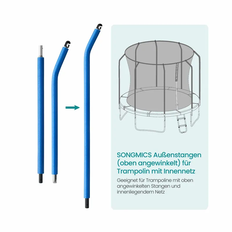Mega-Angebot Außenstangen-Set (1* angewinkelt oben + 1* gerade unten) für Trampolin mit Innennetz
