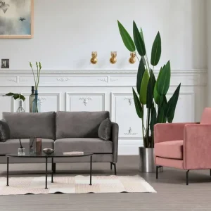 Sofa 2-Sitzer Sino Grau – Mikrofaser in Samtoptik Ausverkauf