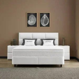 Highlight Boxspringbett Zenza Creme mit Bettkasten – ABC Bedding
