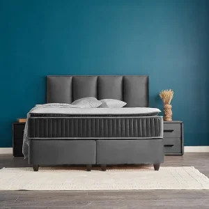 Boxspringbett Nora Grau mit Bettkasten – ABC Bedding Sonderangebot