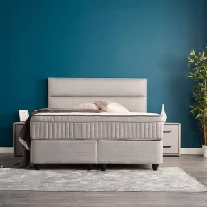 Boxspringbett Suna Hellgrau mit Bettkasten – ABC Bedding Meistverkauft