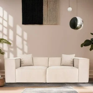 Sofa Lora 2-Sitzer Creme – Mikrofaser Velour Beliebt