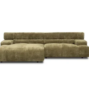 Angebot Ecksofa Colosseo Olive – Großzügige Chenille-Couch von designwerk
