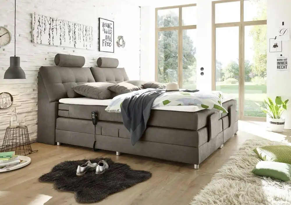 Boxspringbett Palermo Mikrofaser Soro mit Motor & Stauraum Heißes Angebot