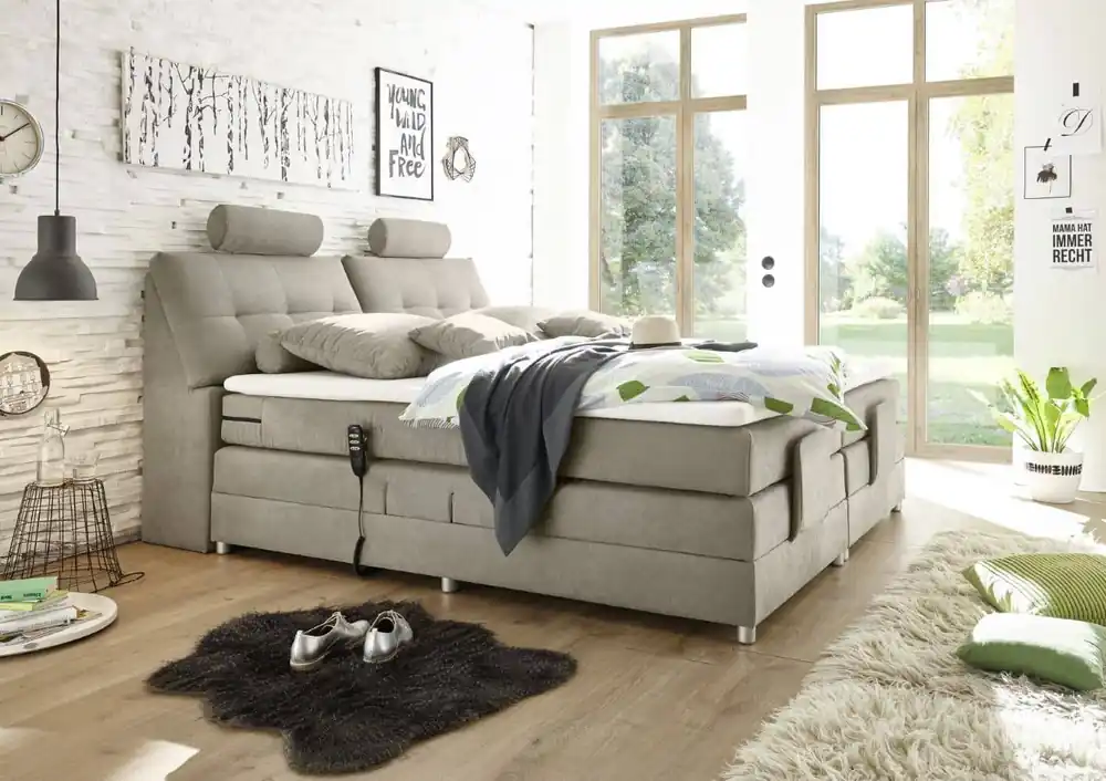 Nur Für Kurze Zeit Boxspringbett Palermo Mikrofaser Soro mit Motor & Stauraum
