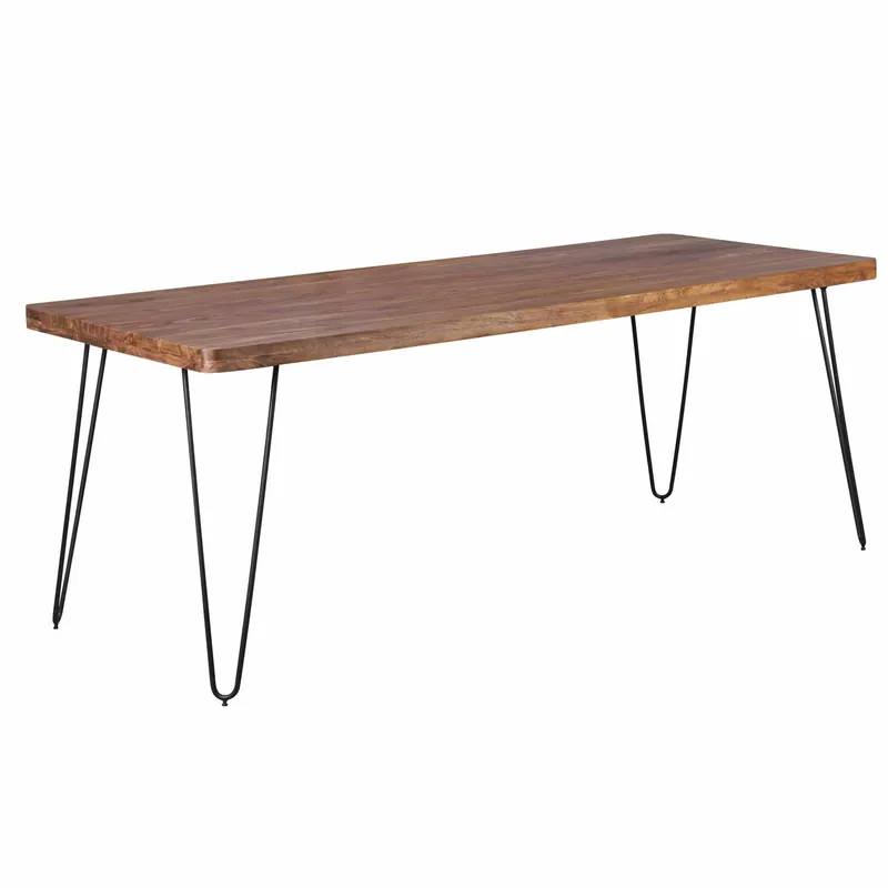 Ausverkauf Esstisch BAGLI Massivholz Sheesham 200 x 80 x 76 cm Esszimmer-Tisch Küchentisch modern Landhaus-Stil Holztisch mit Metallbeinen dunkel-braun Natur-Produkt Massivholzmöbel