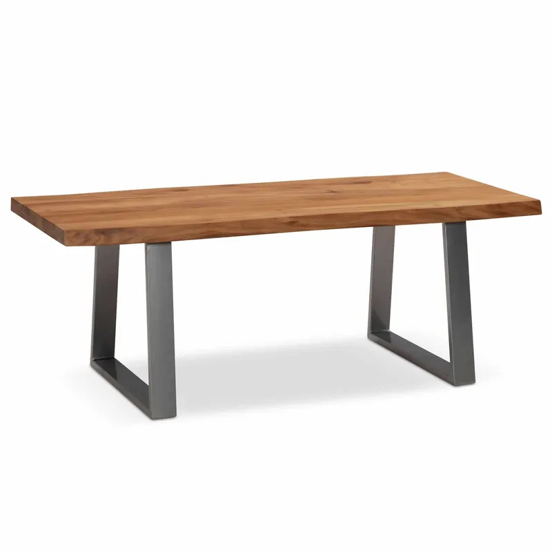 Heißes Angebot Couchtisch 120x60x46 cm Akazie Massivholz / Metall Baumkante