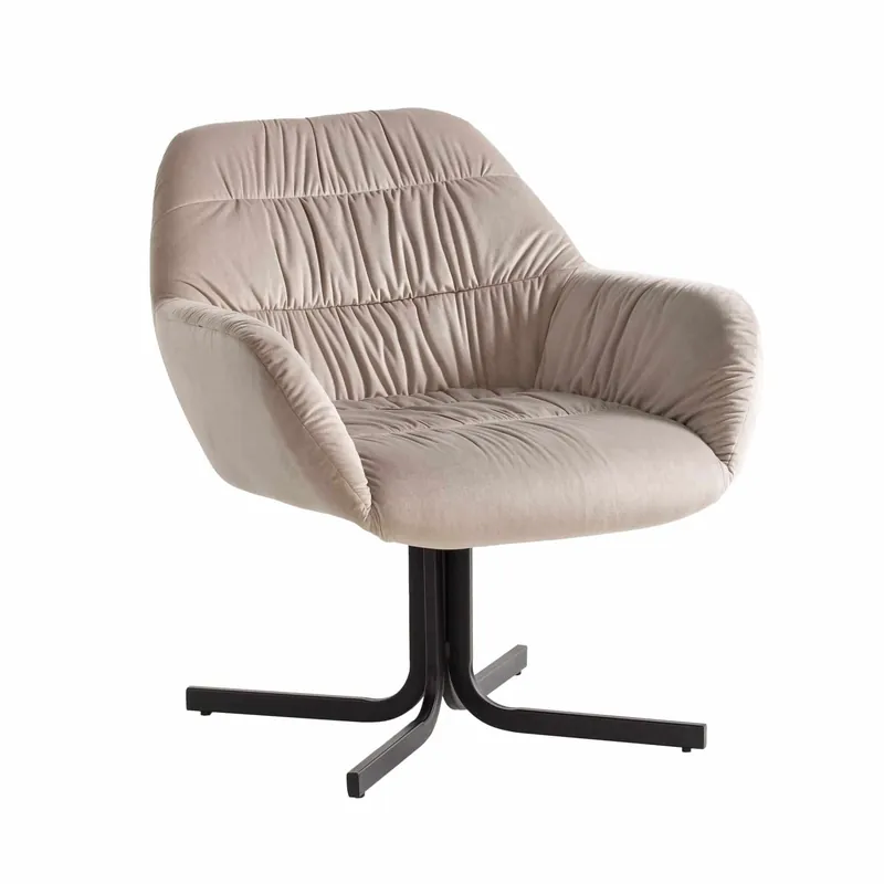 Loungesessel Samt Beige Design Clubsessel mit Metallbeine Günstig