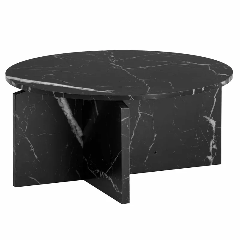 Couchtisch 70x70x33 cm Schwarz Sofatisch in Marmor-Optik Modern Billig