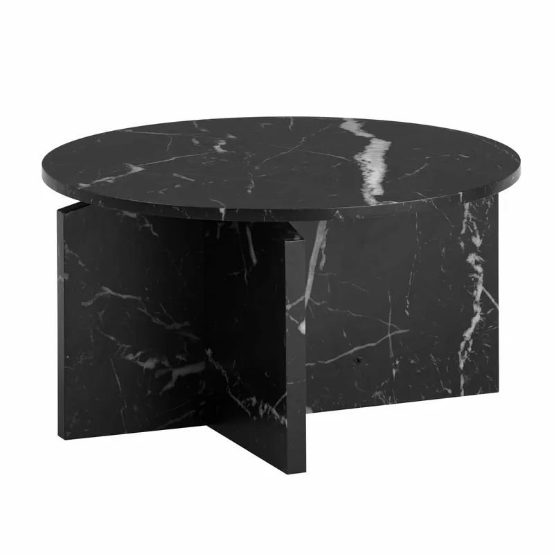 Top-Seller Couchtisch 60x60x33 cm Schwarz Sofatisch in Marmor-Optik Modern