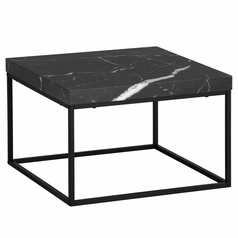 Top-Seller Couchtisch 60x60x38 cm Schwarz Sofatisch in Marmor-Optik Modern