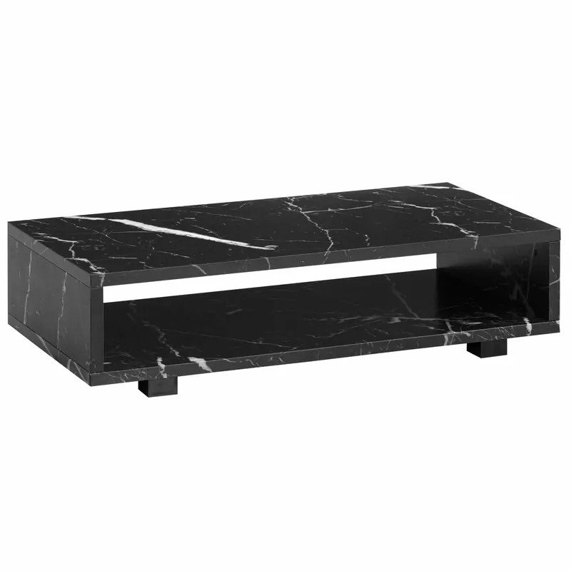 Couchtisch 100x50x25 cm Schwarz Sofatisch in Marmor-Optik Modern Top-Angebot