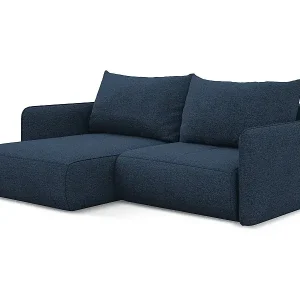 Abverkauf 2,5-Sitzer Ecksofa mit Schlaffunktion - Ecke Links - Chenille - Königsblau - NANEA