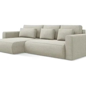3-Sitzer Ecksofa mit Schlaffunktion - Ecke Links - Strukturstoff - Hell beige - KAPUA Heißes Angebot